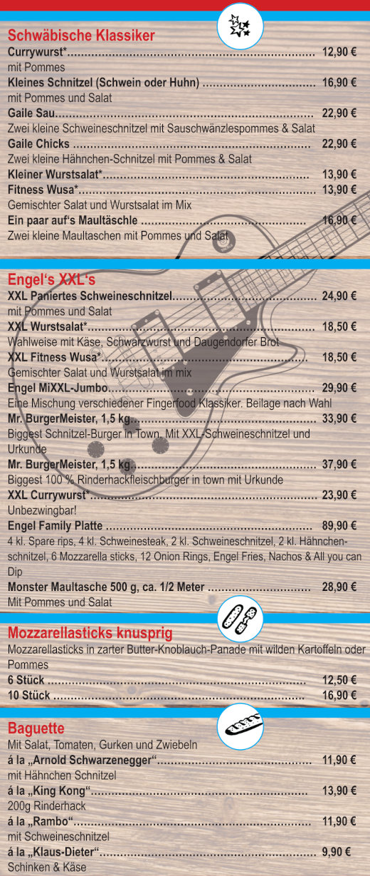 Engel Speisekarte, Seite 1